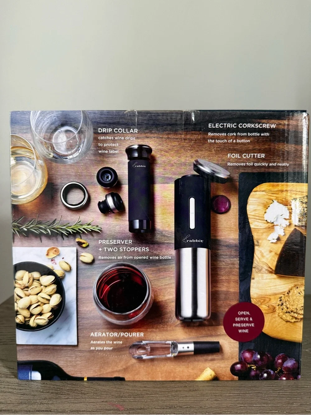 Rabbit 8-Piece Electric Wine Set - Black & Stainless - Picture 5 of 6